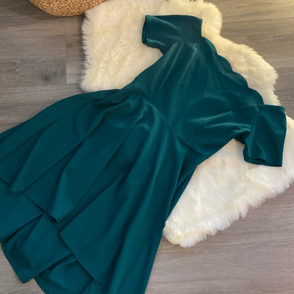 Off the Shoulder Scallop Dress - Picture 1 of 3